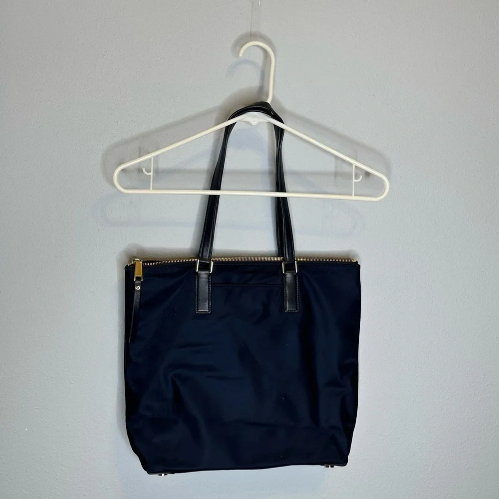 Michael Kors Ariana Large Nylon and Leather Tote navy blue